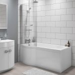 Portland P Shaped Shower Bath Left Hand with Front Panel & Bath Screen - 1700 x 850mm