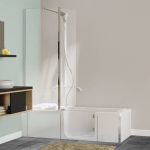 Kineduo Right Handed Walk-In Shower Bath with Screen and White Panels 1700 x 750mm - Corner Installation