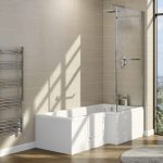 Yale 1700mm Left Hand Easy Access L Shape Walk In Shower Bath with Screen