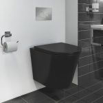 Verona Matt Black Rimless Wall Hung Toilet with Soft Close Seat