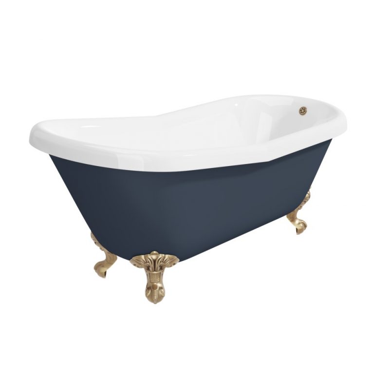 Baxenden Freestanding Single Ended Roll Top Slipper Bath Blue with