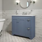 900mm Blue Freestanding Vanity Unit with Basin - Baxenden