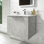 600mm Concrete Effect Wall Hung Vanity Unit with Matt Basin - Sion