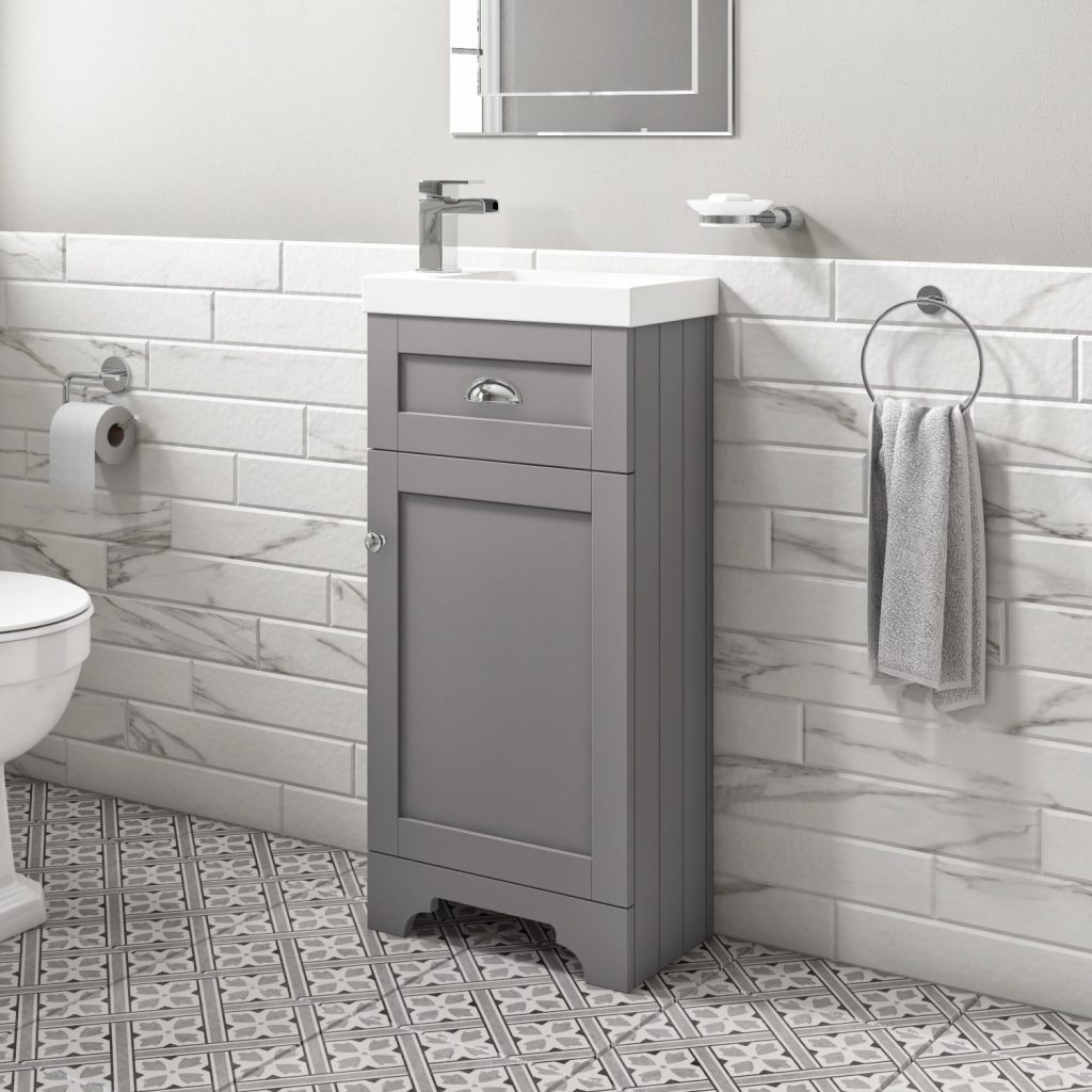 400mm Grey Cloakroom Vanity Unit with Basin Baxenden Best Bath Items at affordable Prices