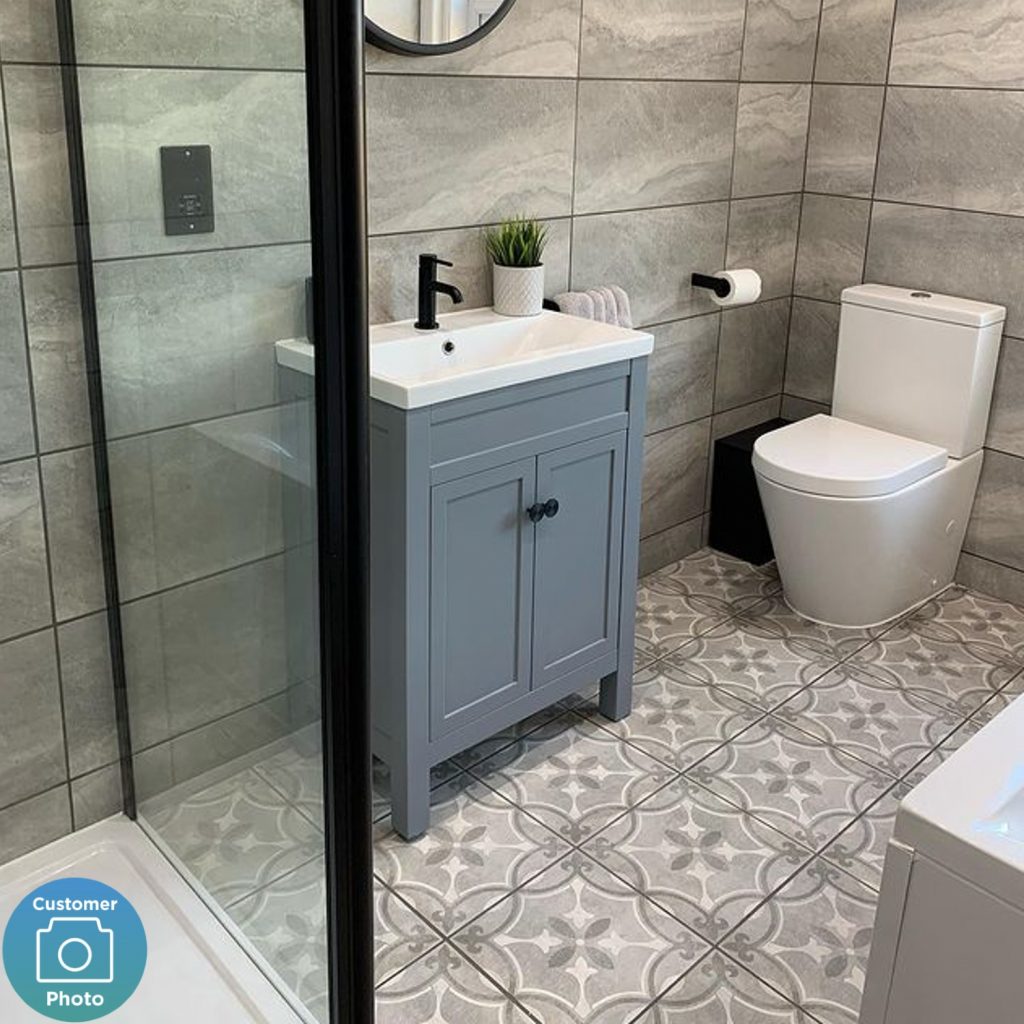 600mm Grey Freestanding Vanity Unit with Sink Avebury Best Bath