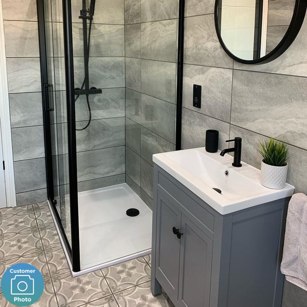 600mm Grey Freestanding Vanity Unit with Sink Avebury Best Bath