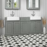 1740mm Light Grey Freestanding Double Vanity Unit with Basin and Storage Unit - Westbury