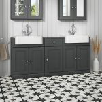 1740mm Dark Grey Freestanding Double Vanity Unit with Basin and Storage Unit - Westbury