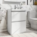 600mm White Freestanding Vanity Unit with Basin - Pendle