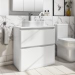 800mm White Freestanding Countertop Vanity Unit with Basin - Pendle