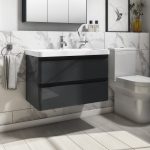 800mm Dark Grey Wall Hung Vanity Unit with Basin - Pendle