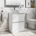 600mm White Freestanding Countertop Vanity Unit with Basin - Pendle