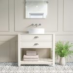850mm Cream Freestanding Countertop Vanity with White Worktop and Basin - Kentmere