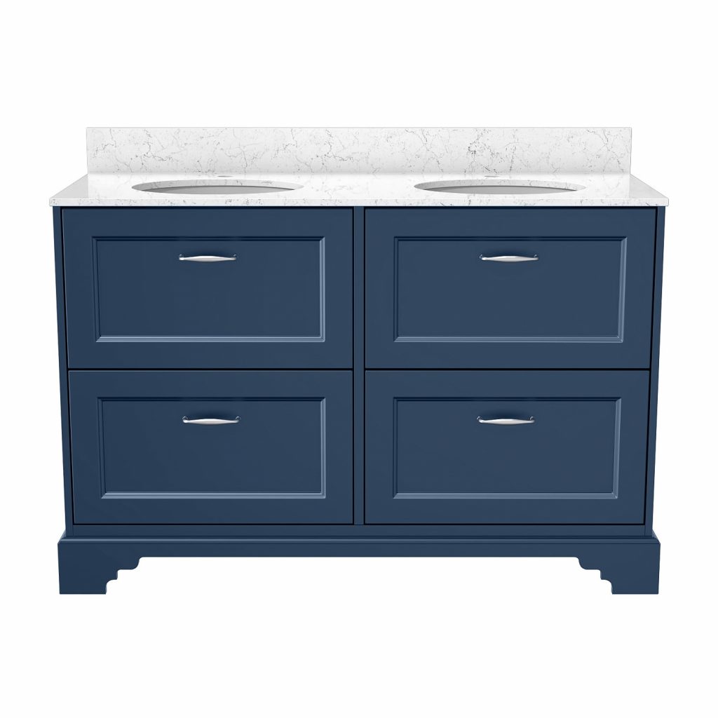 1200mm Blue Freestanding Marble Top Double Vanity Unit Ashbourne