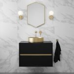 800mm Black Wall Hung Countertop Vanity Unit with Basin - Roxbi