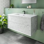 1000mm Concrete Effect Wall Hung Vanity Unit with Basin - Arragon