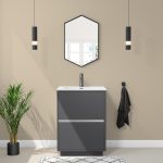 600mm Grey Freestanding Vanity Unit with Basin - Roxbi