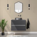800mm Grey Wall Hung Countertop Vanity Unit with Basin - Roxbi