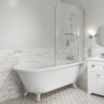 Freestanding Single Ended Shower Bath with Chrome Feet and Screen 1660 x 740mm - Park Royal