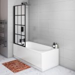 1600 x 700 Alton Single Ended Round Bath with Front Panel & Black Grid Screen - Left Hand
