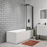 1700 x 700 Alton Single Ended Round Bath with Black Framed Bath Screen & Front Panel