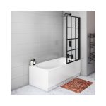 1800 x 800 Alton Single Ended Round Bath with Front Panel & Black Grid Screen - Right Hand