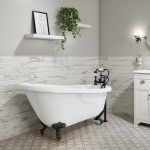 Freestanding Single Ended Roll Top Slipper Bath with Black Feet 1550 x 725mm - Park Royal