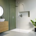 1400x800 Wet Room Shower Screen With Wall Support Bar and Shower Tray - Corvus