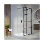 Black 800 Grid Walk In Shower Enclosure with Shower Tray - Nova
