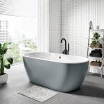 Grey Freestanding Double Ended Bath 1655 x 750mm - Almada