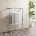 Chrome and White Heated Towel Rail Radiator 952 x 659mm - Regent