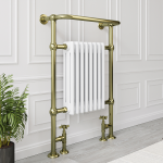 Brass and White Heated Towel Rail Radiator 952 x 659mm - Regent