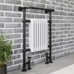 Black and White Heated Towel Rail Radiator 952 x 659mm - Regent