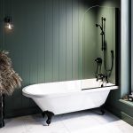 Freestanding Single Ended Shower Bath with Black Feet & Bath Screen 1660 x 740mm - Park Royal