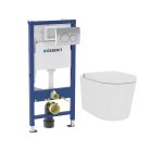 Wall Hung Smart Toilet Round with Geberit Cistern and Frame - Purificare