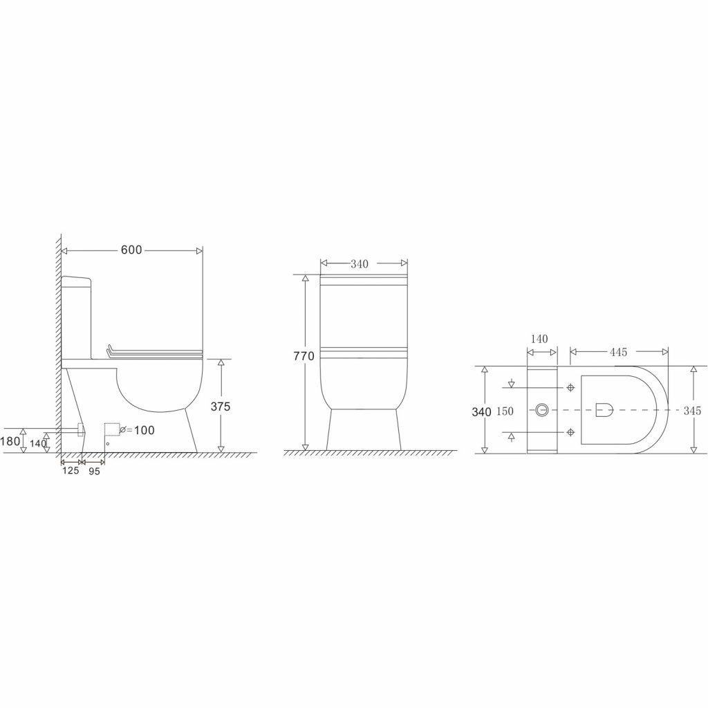 Close Coupled Rimless Short Projection Toilet with Soft Close Slim Seat