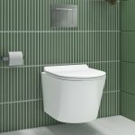 Wall Hung Toilet With Slim Soft Close Seat Frame Cistern and Chrome Flush- Newport