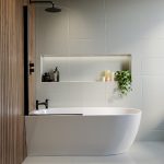 Freestanding Single Ended Left Hand Corner Shower Bath with Black Bath Screen 1650 x 780mm - Faro