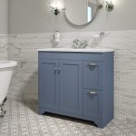900mm Blue Freestanding Vanity Unit with Basin - Baxenden