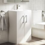 600 mm White Freestanding Vanity Unit with Basin and Chrome Handles - Ashford