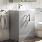 600 mm Grey Freestanding Vanity Unit with Basin and Chrome Handles - Ashford