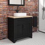800mm Black Freestanding Countertop Vanity Unit with Basin - Camden