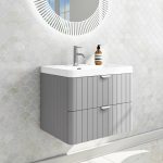600mm Grey Wall Hung Vanity Unit with Basin and Chrome Handles - Empire