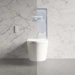 Wall Hung Smart Bidet Toilet Round with White Sensor Flush Plate Frame and Cistern - Purificare