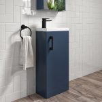 400mm Blue Cloakroom Freestanding Vanity Unit with Basin and Black Handle - Ashford