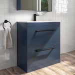 800mm Blue Freestanding Vanity Unit with Basin and Black Handle - Ashford