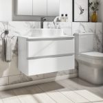 800mm White Wall Hung Countertop Vanity Unit with Basin - Pendle