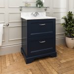 600mm Blue Freestanding Marble Top Vanity Unit - Ashbourne