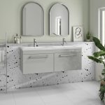 1200mm Grey Wall Hung Double Vanity Unit with Basin and Chrome Handles - Ashford