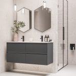1200mm Grey Wall Hung Double Vanity Unit with Basin - Roxbi